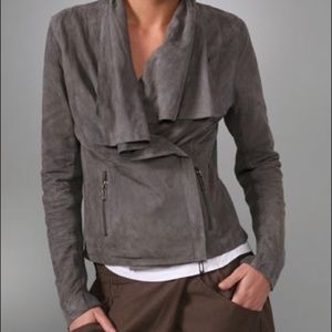Vince Drape Paperweight Suede Jacket in Grey